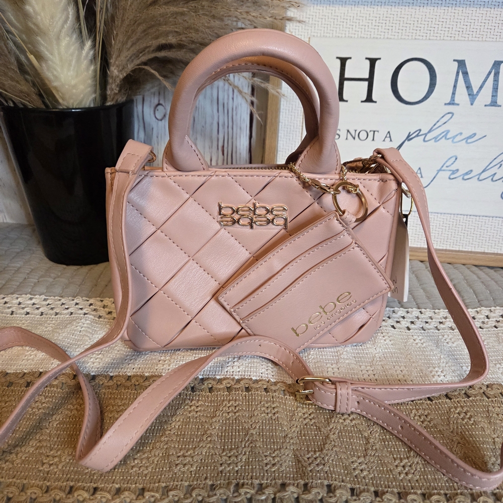 Bebe Pink Quilted Women's Bag W/cardholder